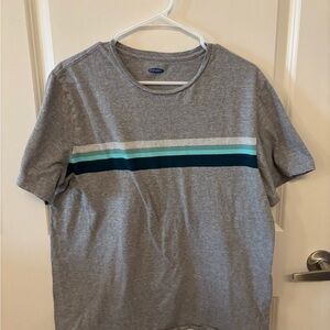 Old Navy mens grey basic striped soft casual tee shirt size XL